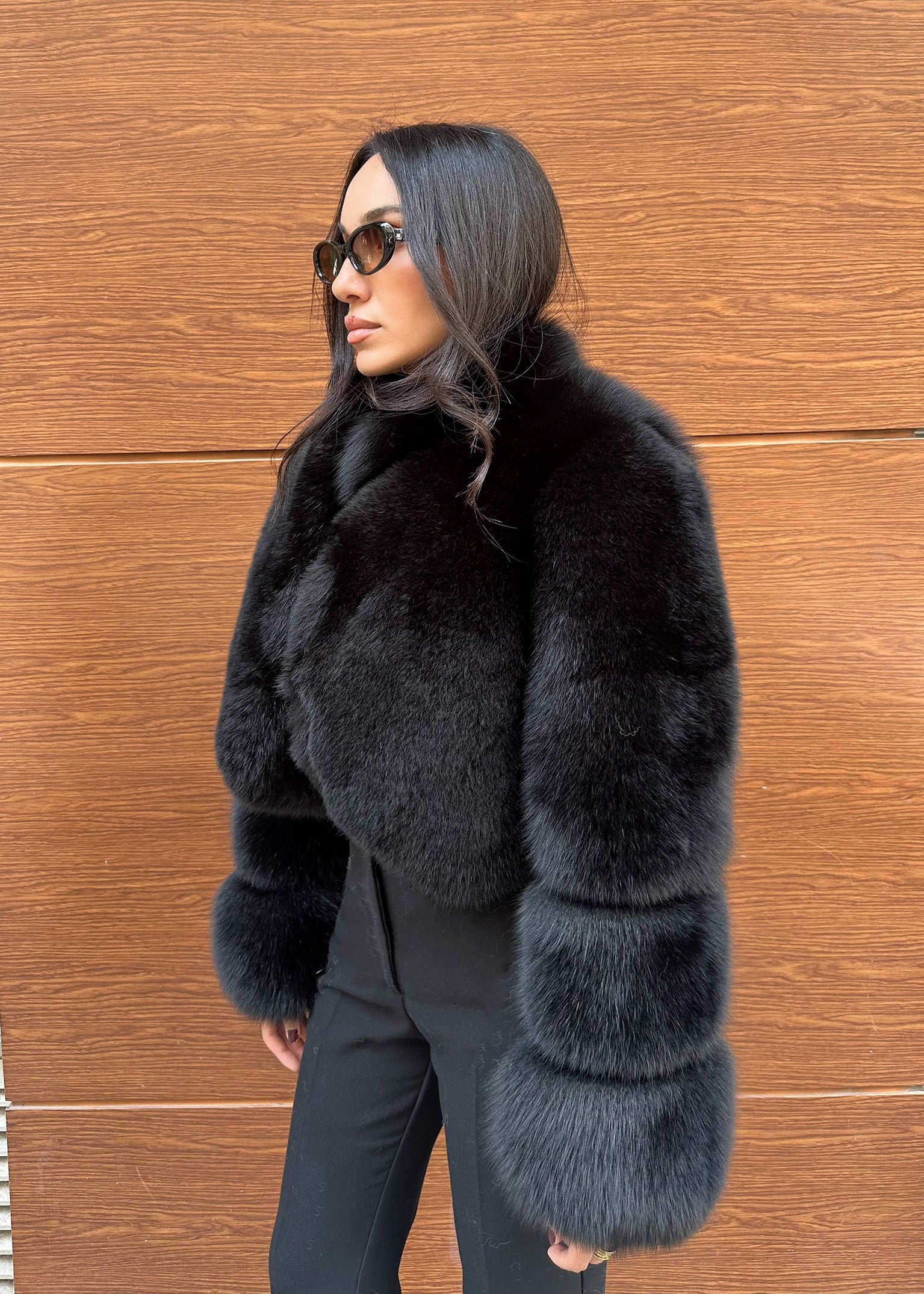 Best Quality Black Fox Fur Jacket