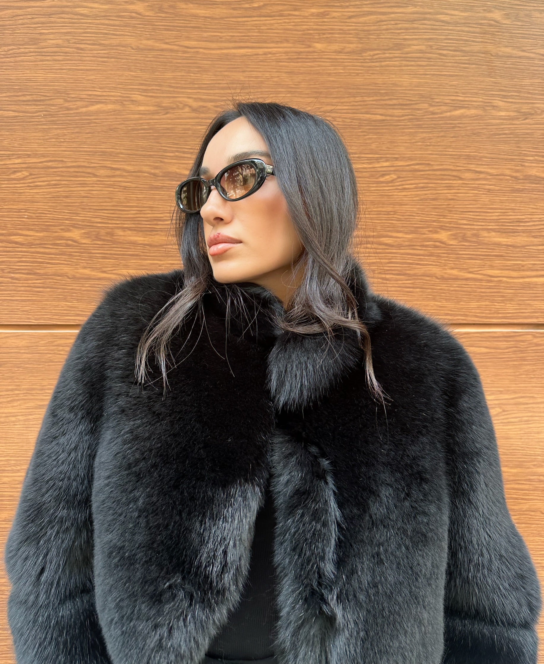 Best Quality Black Fox Fur Jacket