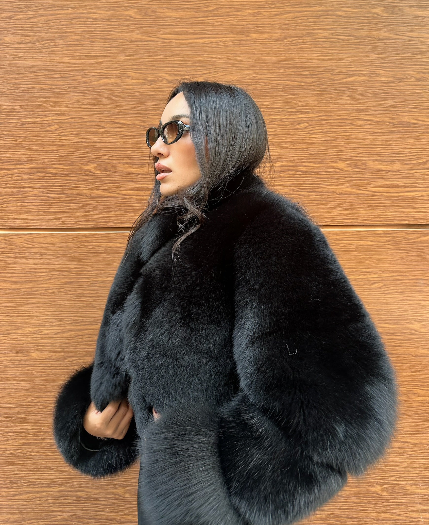 Best Quality Black Fox Fur Jacket