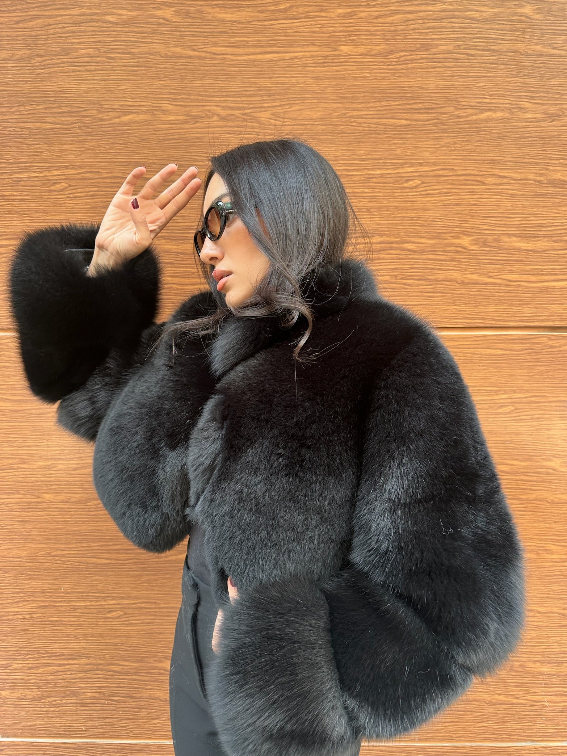 Best Quality Black Fox Fur Jacket
