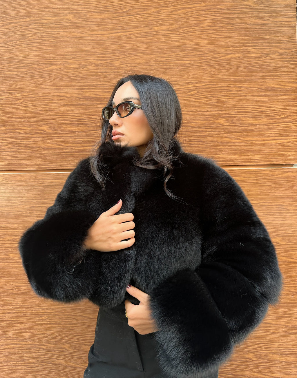 Best Quality Black Fox Fur Jacket