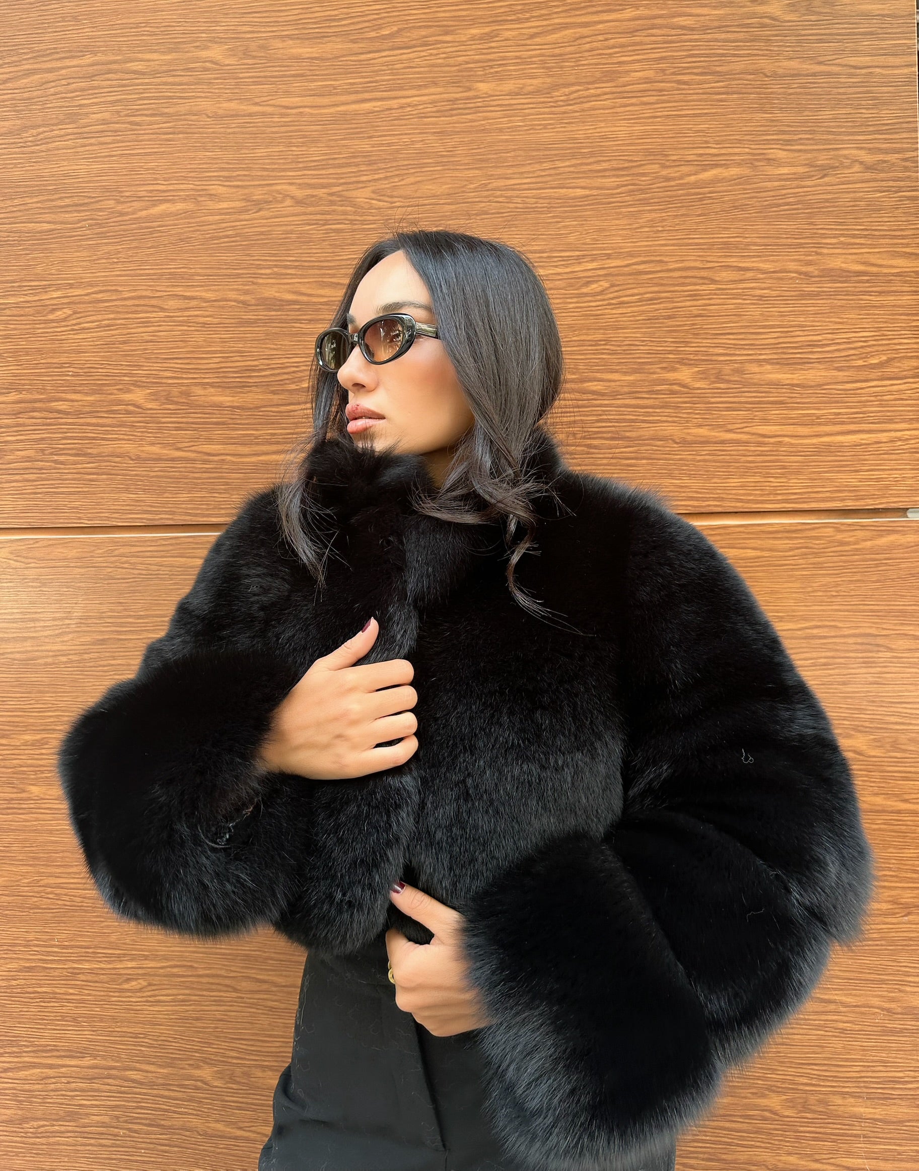 Best Quality Black Fox Fur Jacket