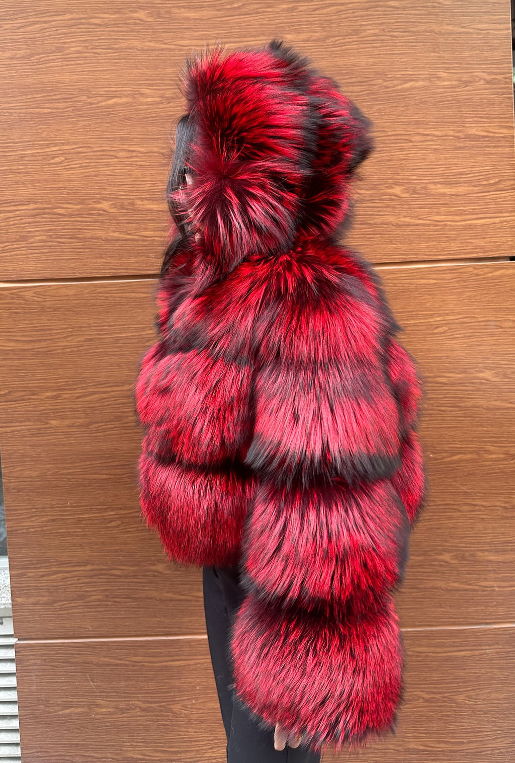 Premium Quality Red Argentina Fox Fur Jacket
