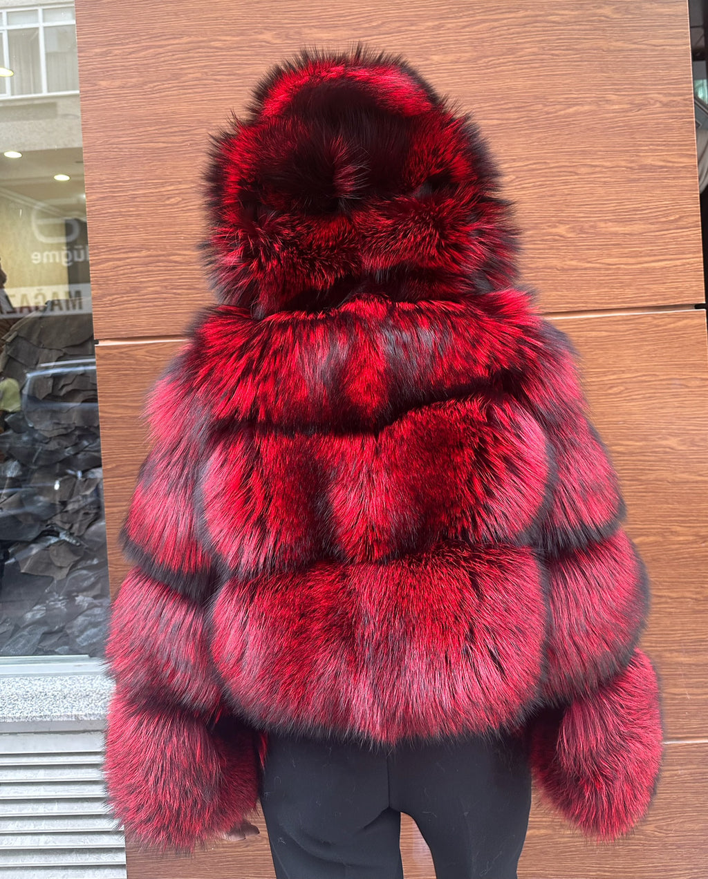 Premium Quality Red Argentina Fox Fur Jacket