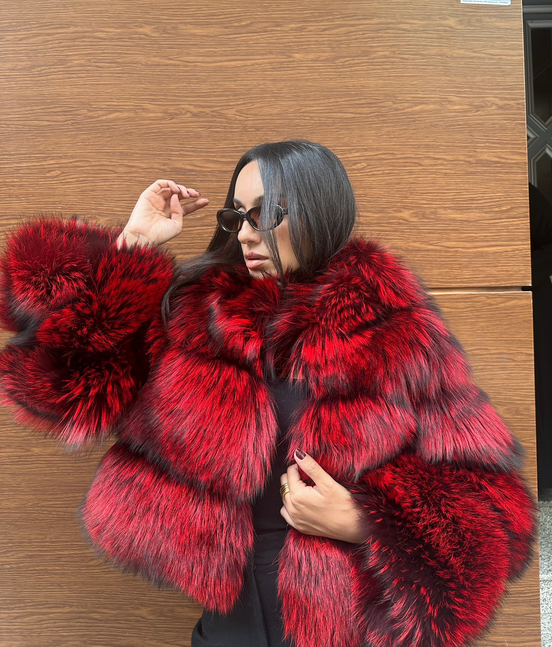 Premium Quality Red Argentina Fox Fur Jacket