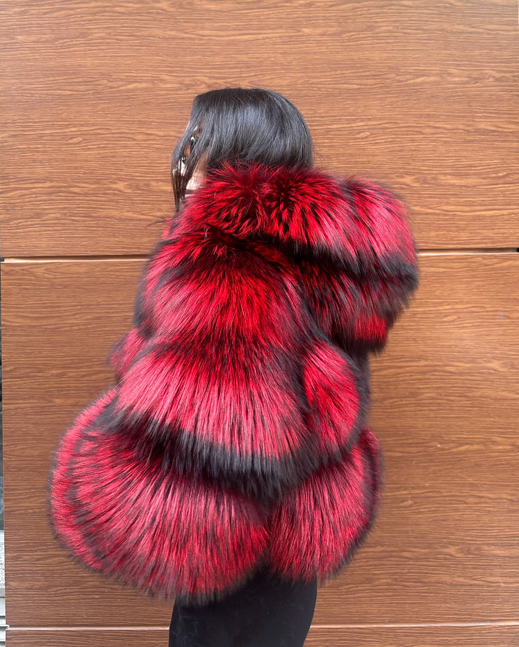 Premium Quality Red Argentina Fox Fur Jacket