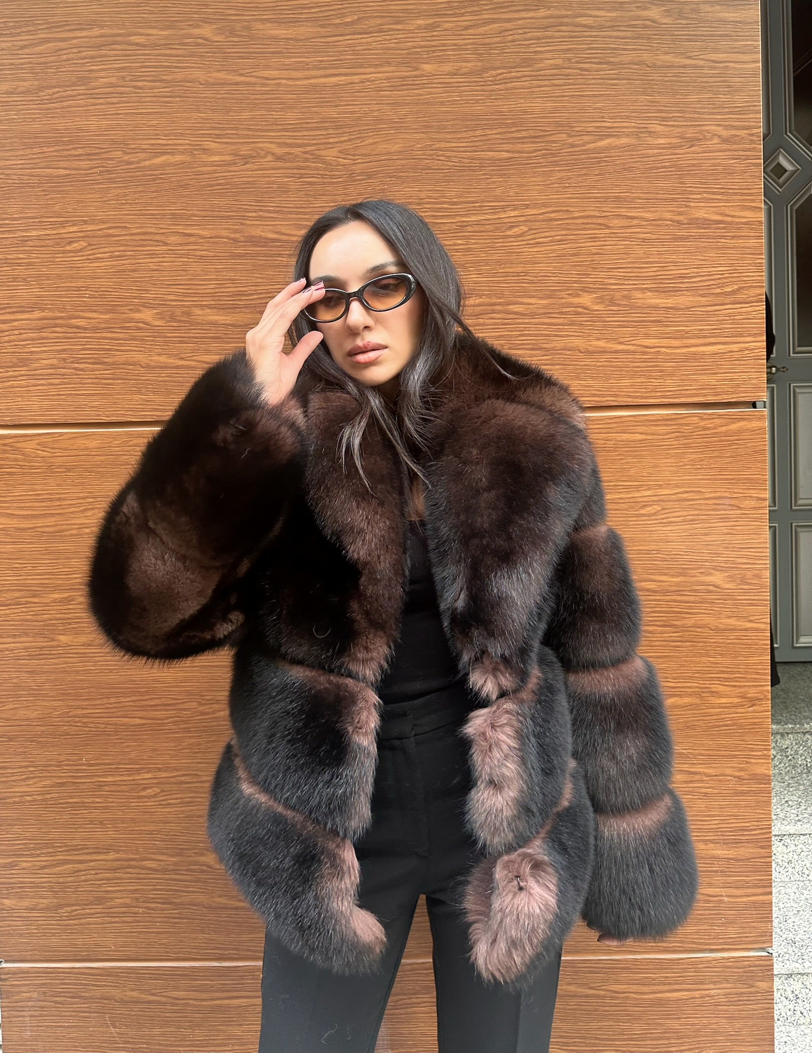 Sable Color  Premium Quality Fox Fur Jacket