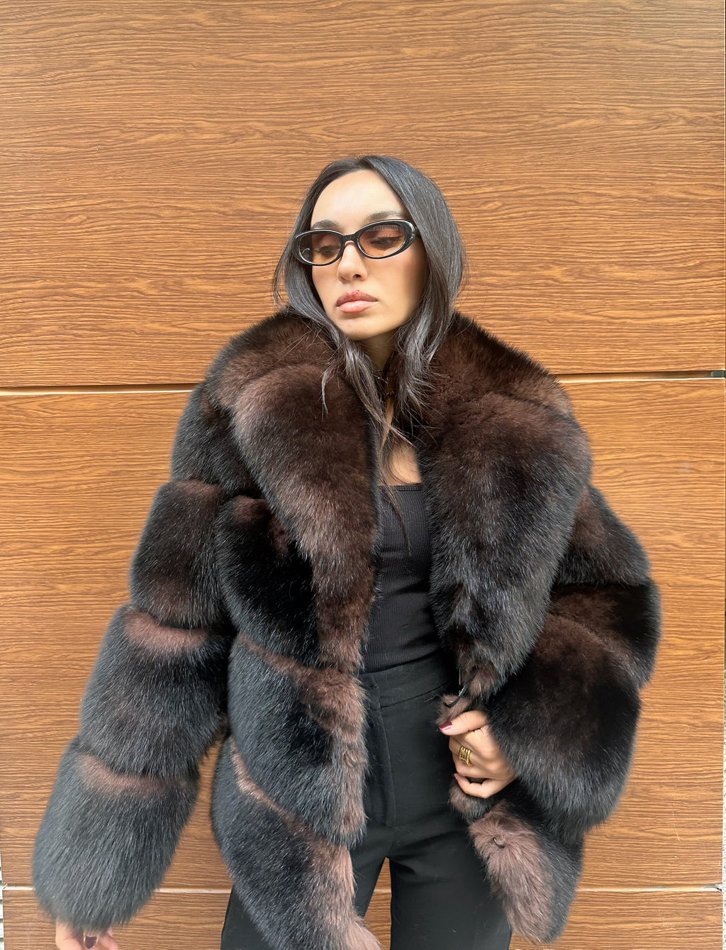 Sable Color  Premium Quality Fox Fur Jacket