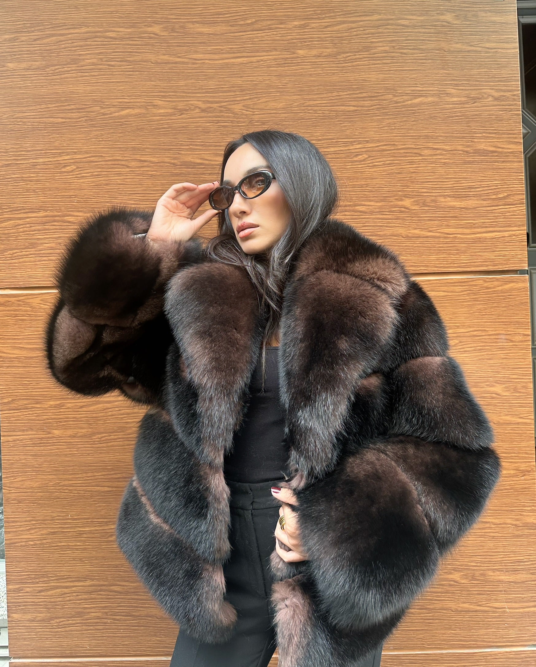 Sable Color  Premium Quality Fox Fur Jacket