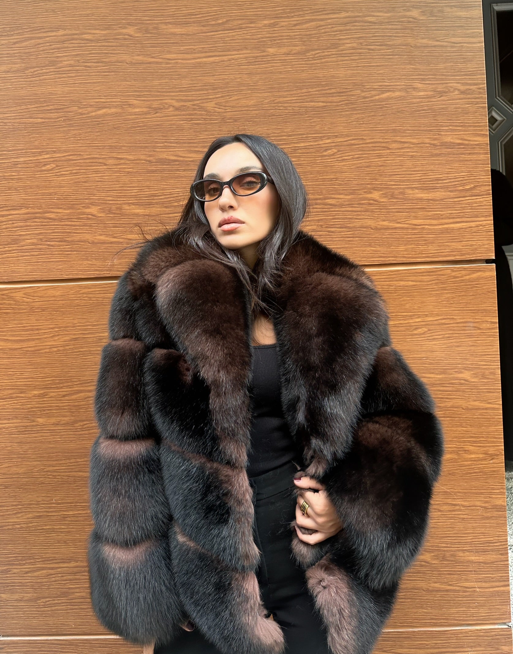 Sable Color  Premium Quality Fox Fur Jacket