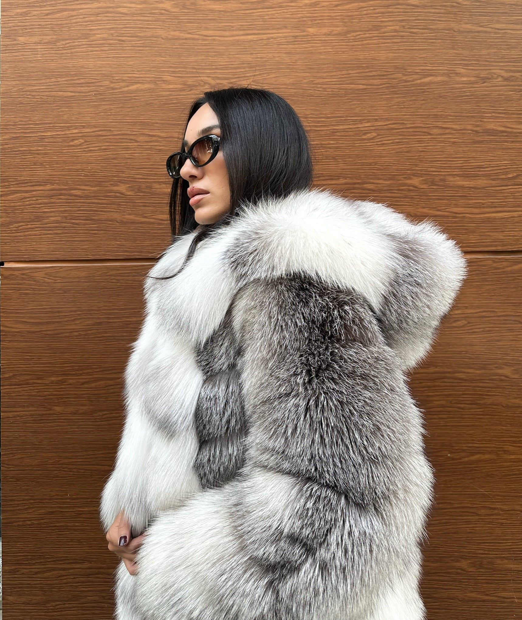 Luxury Frost Fox Fur Long Jacket