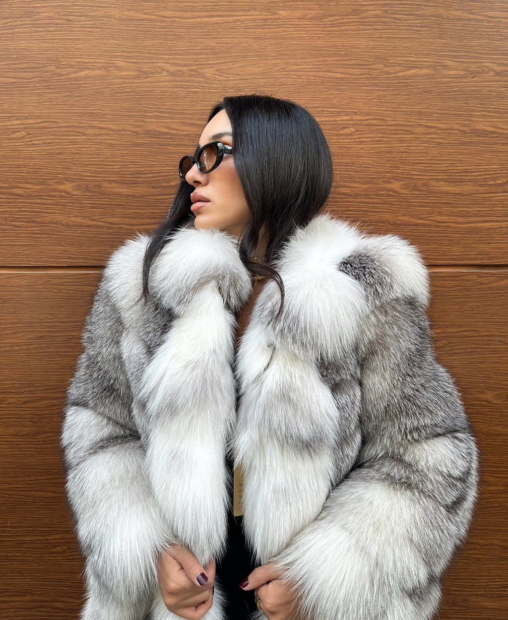 Luxury Frost Fox Fur Long Jacket