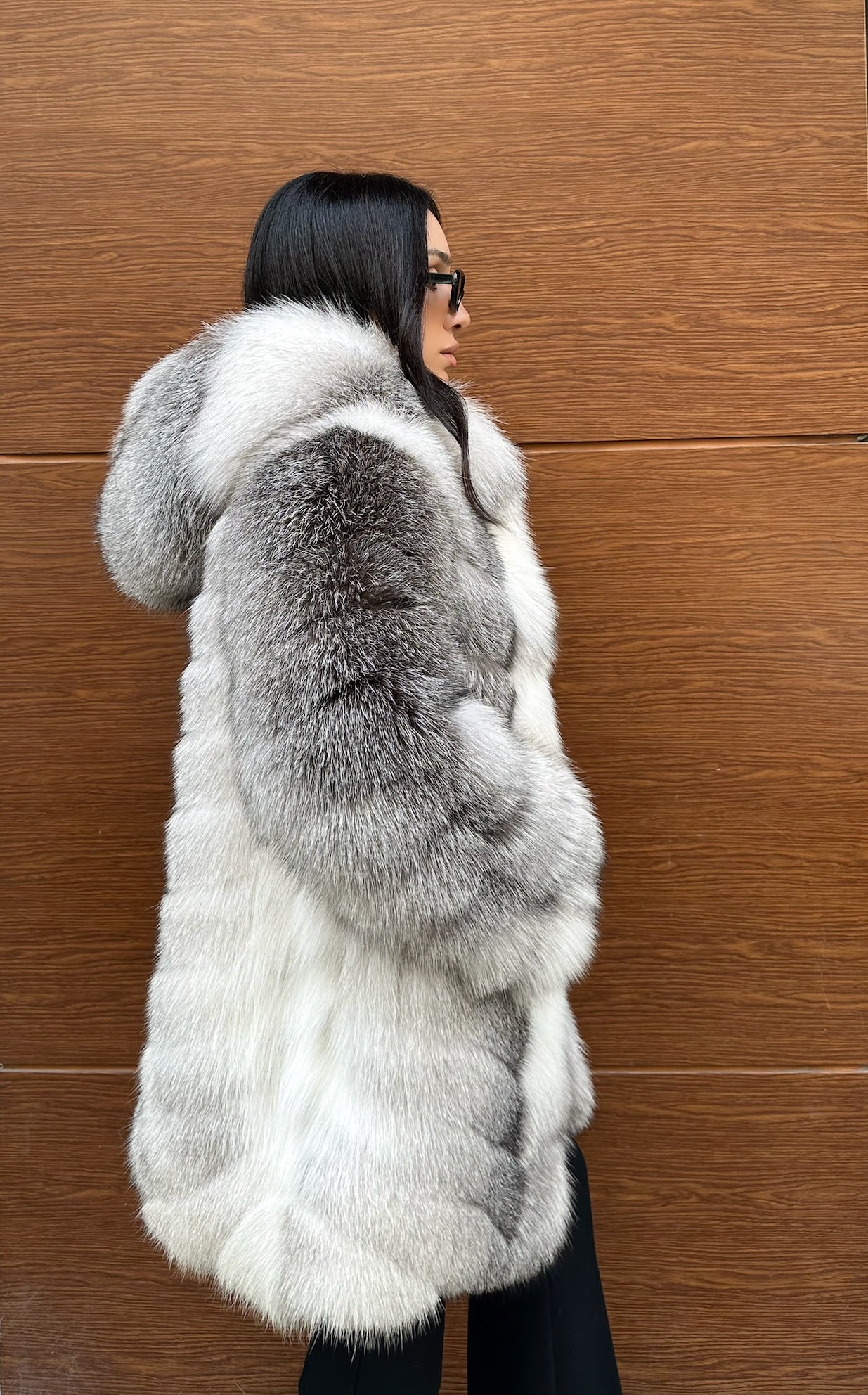 Luxury Frost Fox Fur Long Jacket