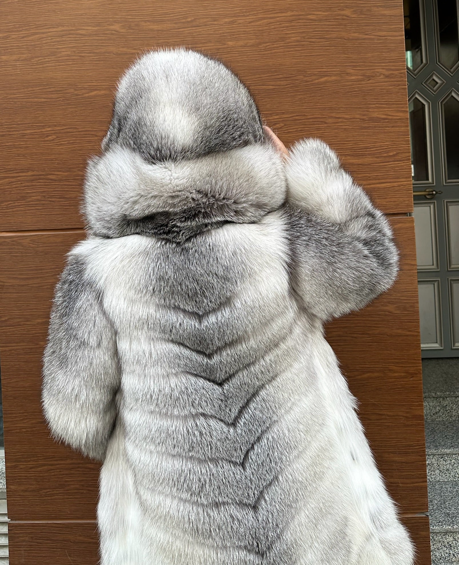 Luxury Frost Fox Fur Long Jacket