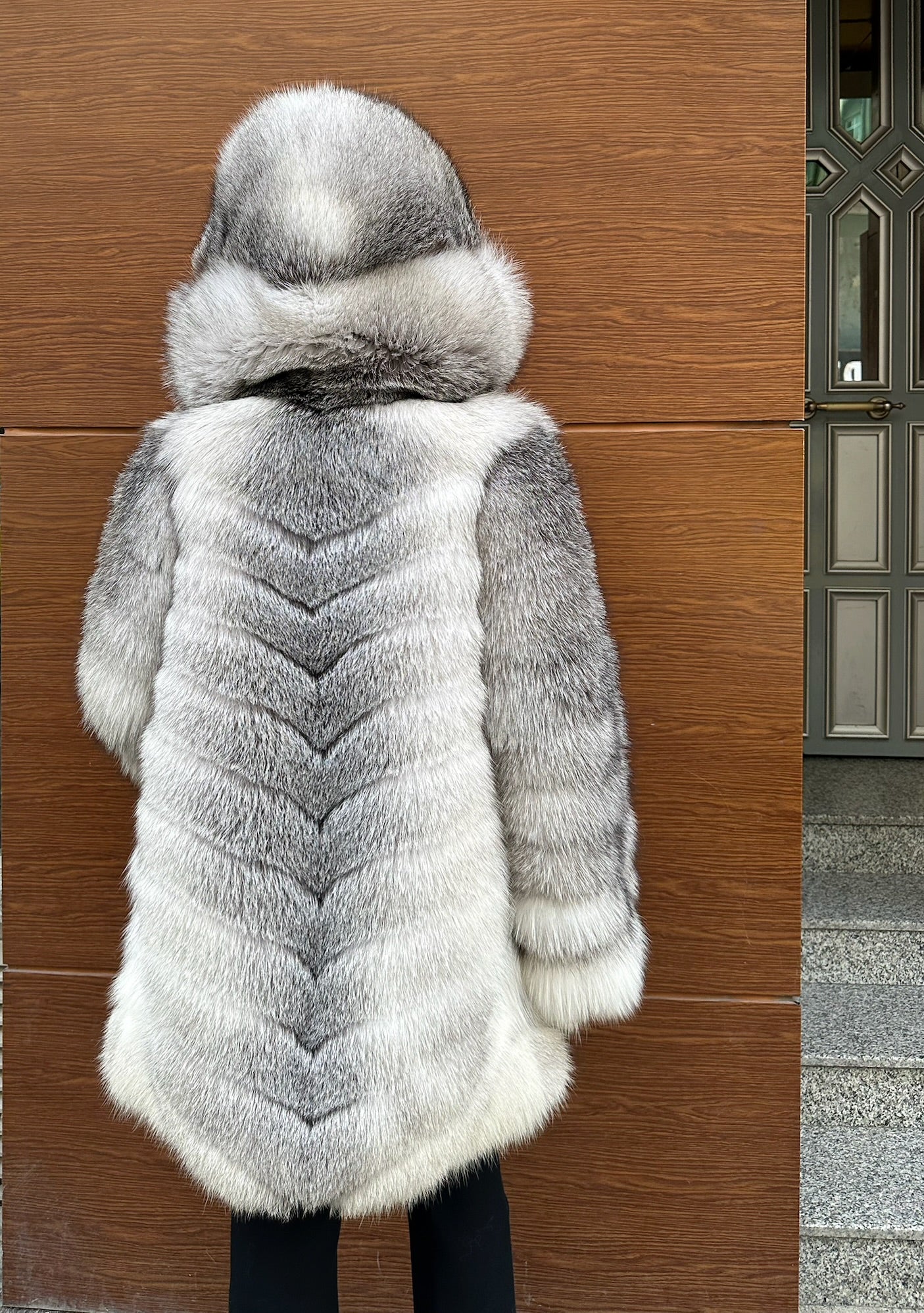 Luxury Frost Fox Fur Long Jacket