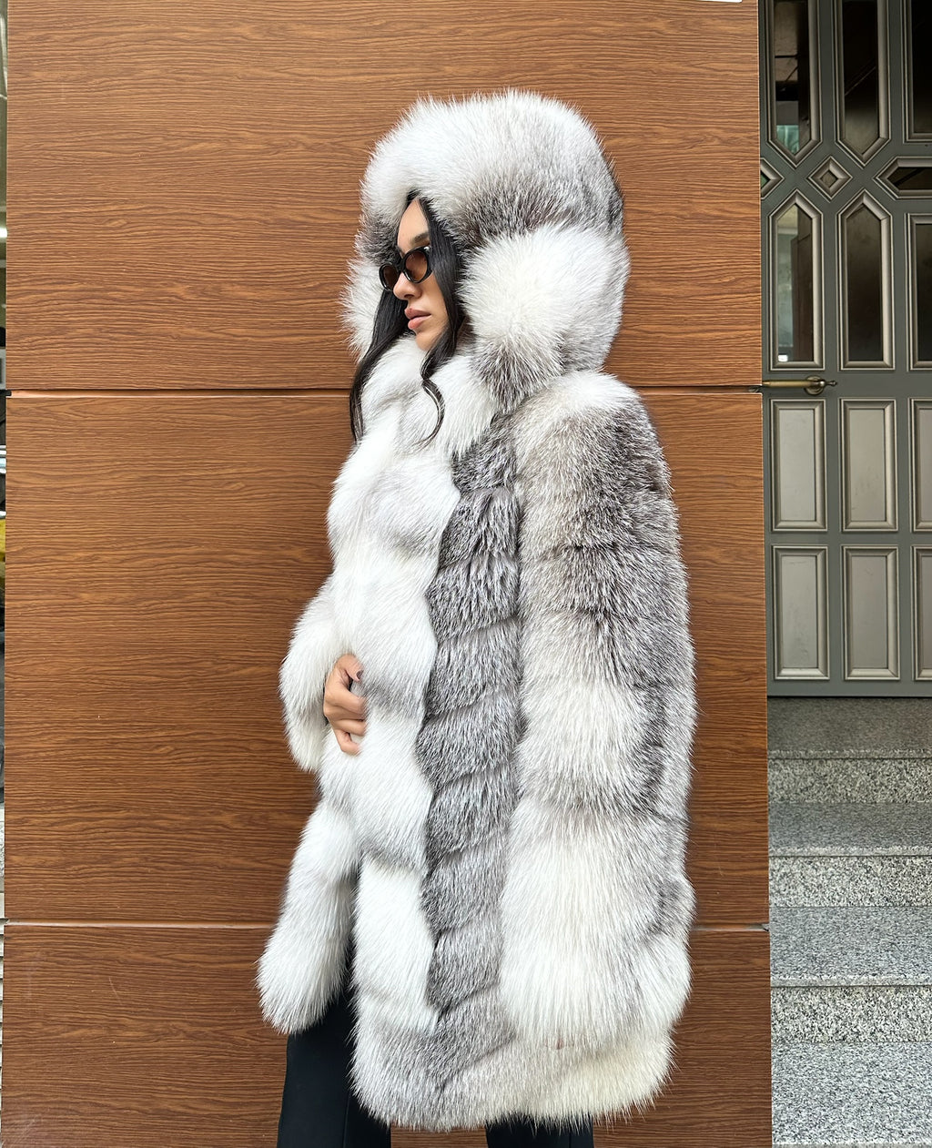 Luxury Frost Fox Fur Long Jacket