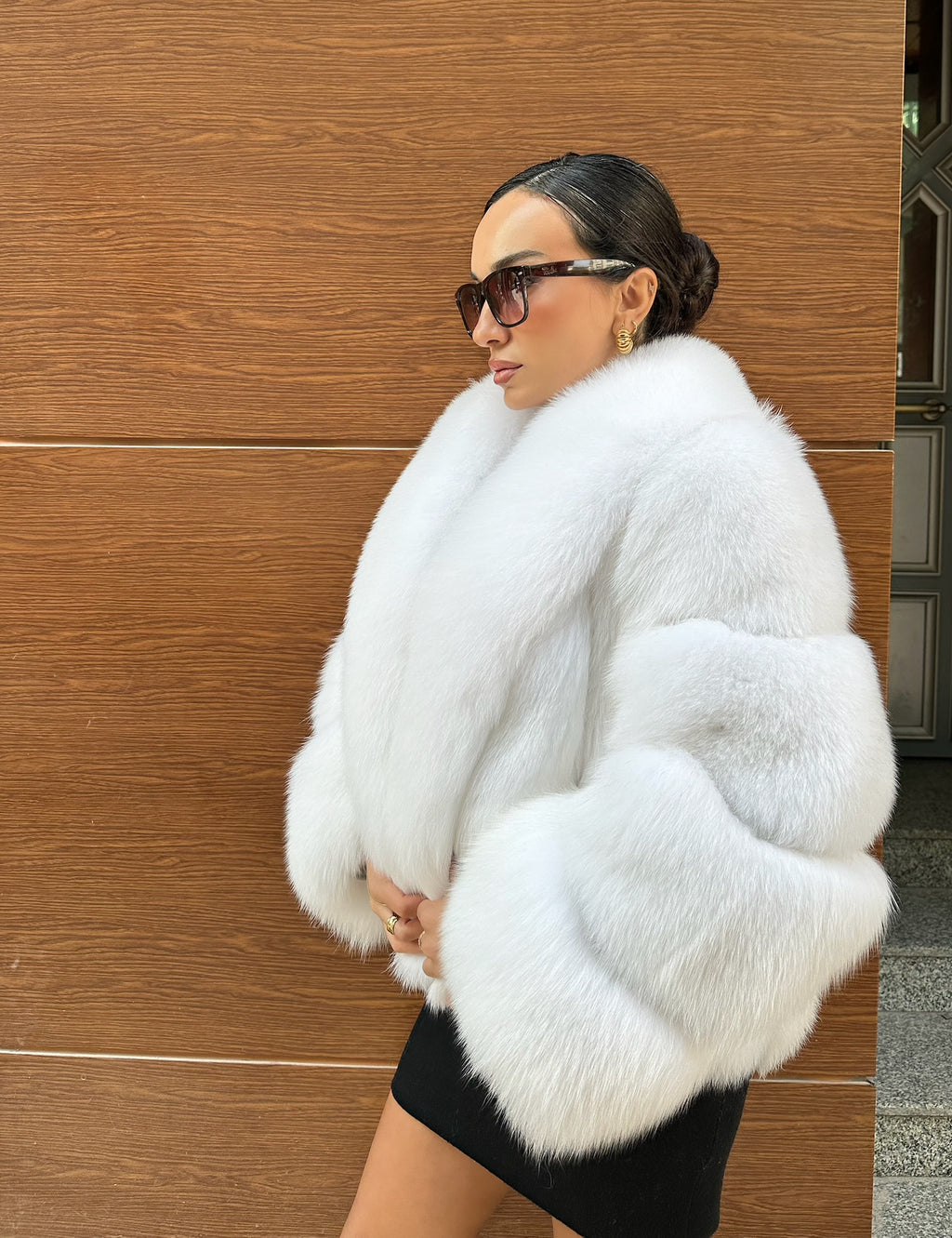 White Color  Premium Quality Fox Fur Jacket