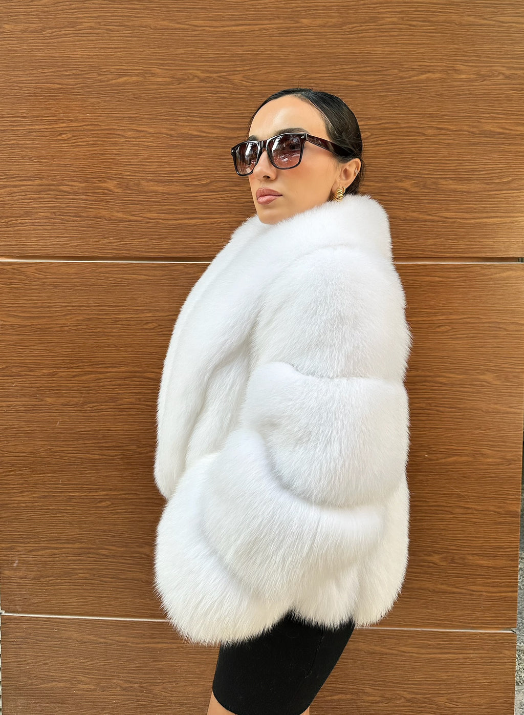White Color  Premium Quality Fox Fur Jacket