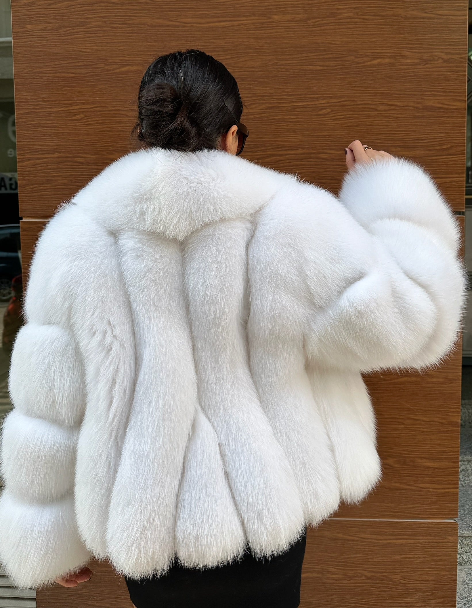 White Color  Premium Quality Fox Fur Jacket