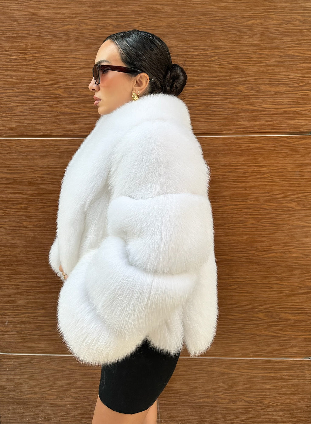 White Color  Premium Quality Fox Fur Jacket