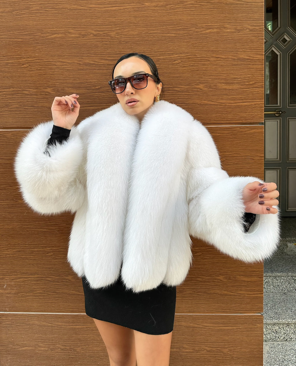 White Color  Premium Quality Fox Fur Jacket