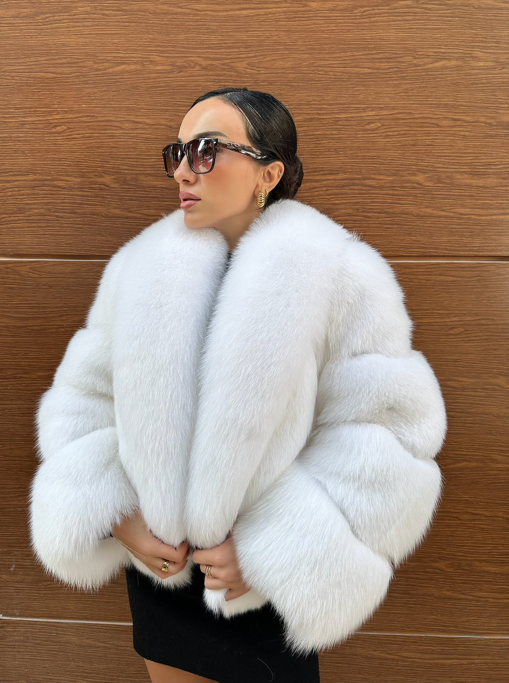 White Color  Premium Quality Fox Fur Jacket