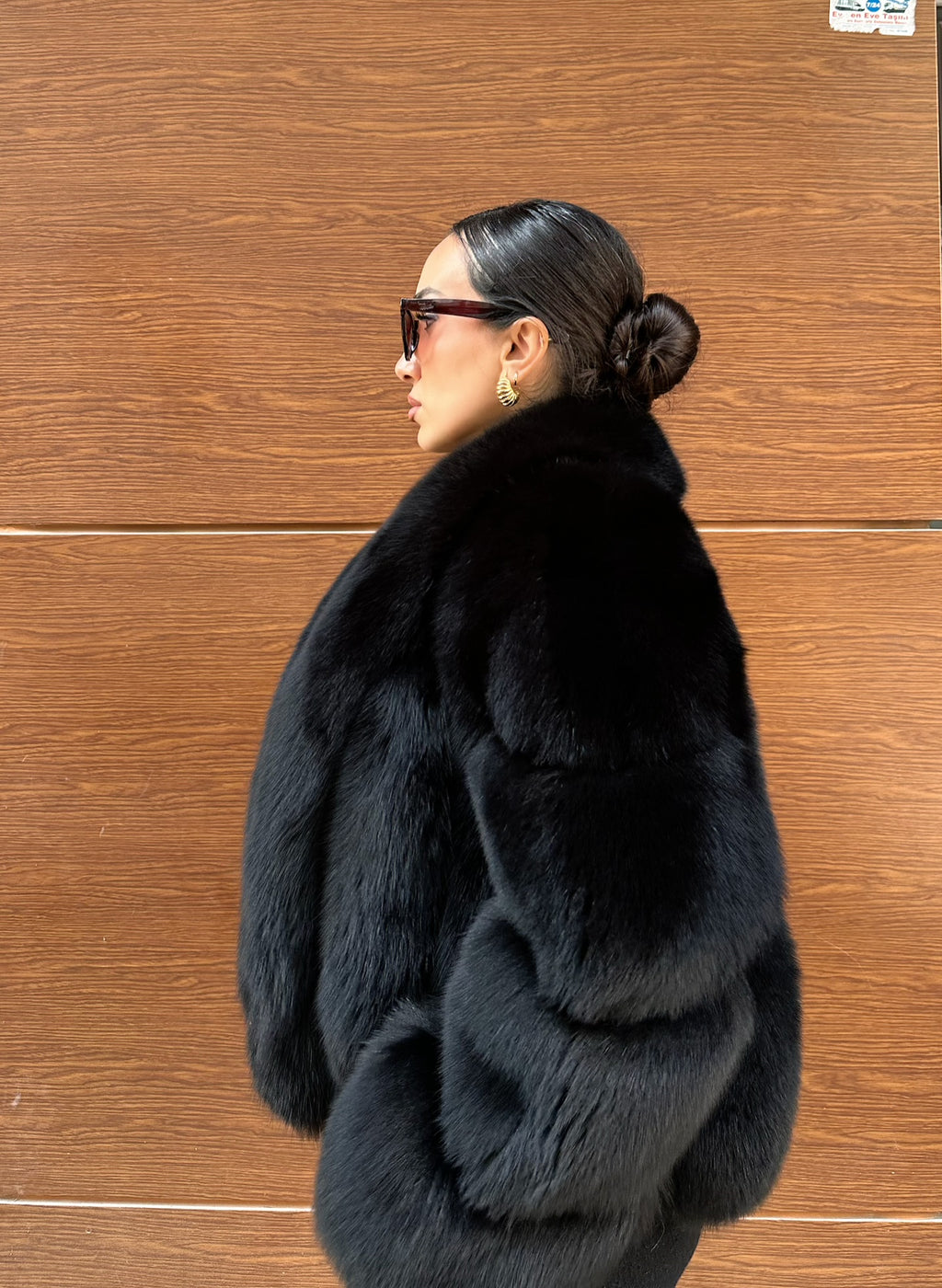 Black Color  Premium Quality Fox Fur Jacket