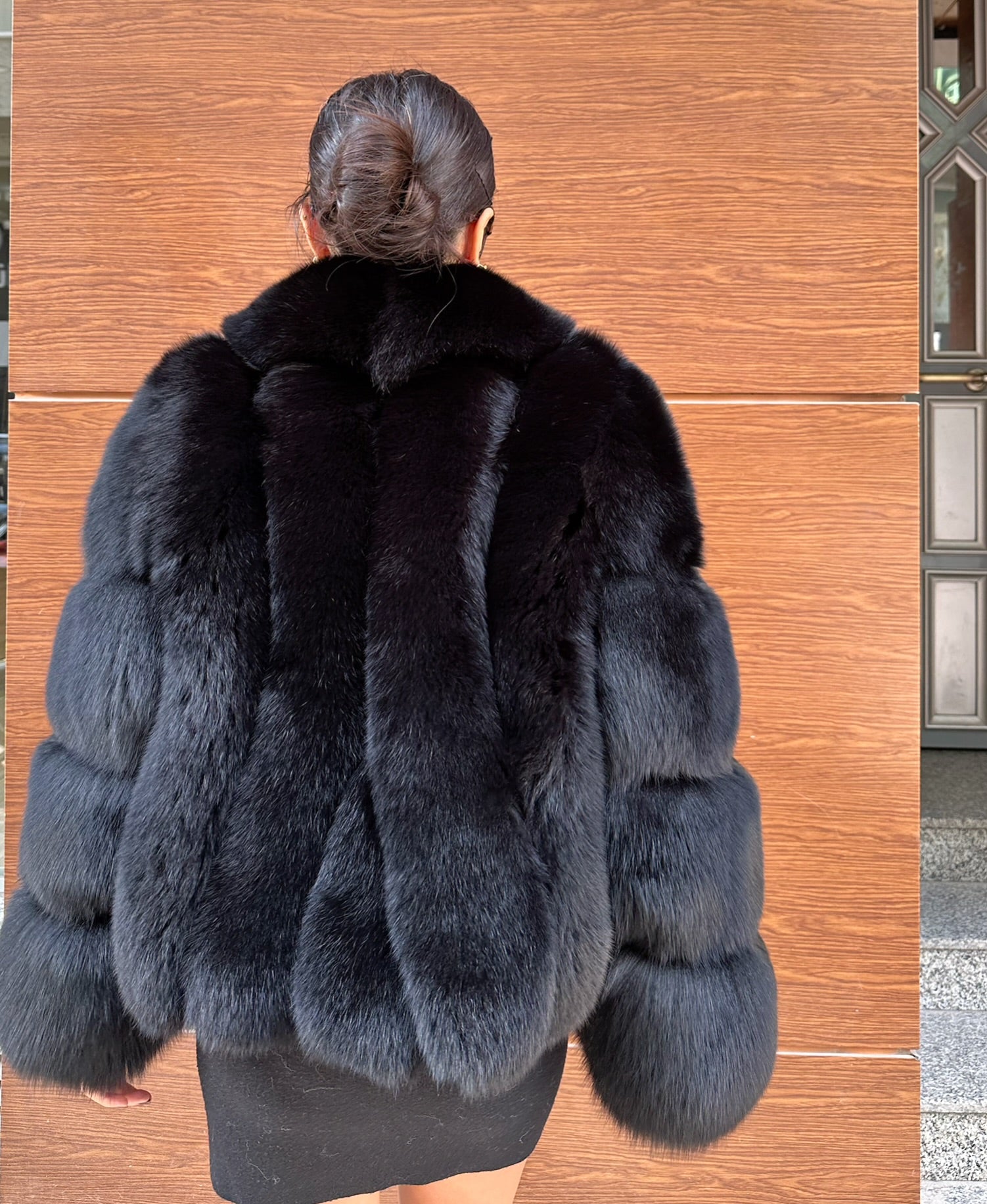 Black Color  Premium Quality Fox Fur Jacket