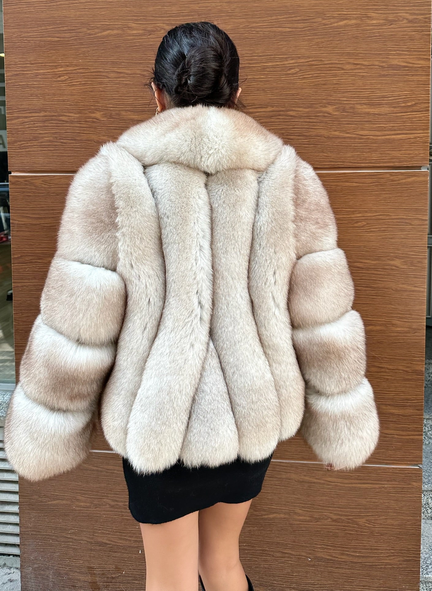 Beige Color  Premium Quality Fox Fur Jacket