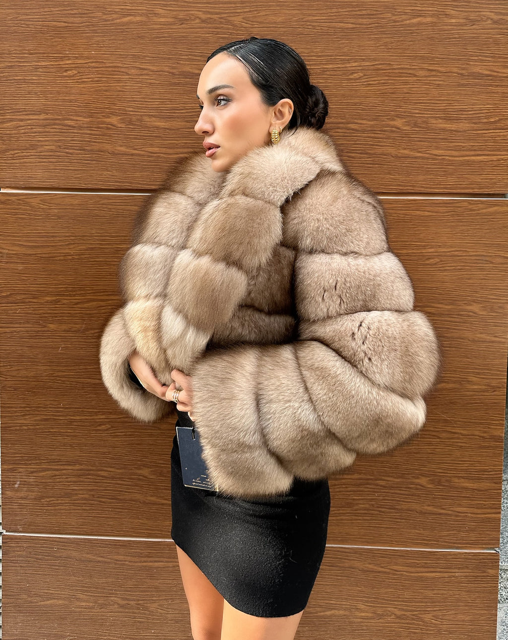 Light Brown Premium Quality Fox Fur Jacket