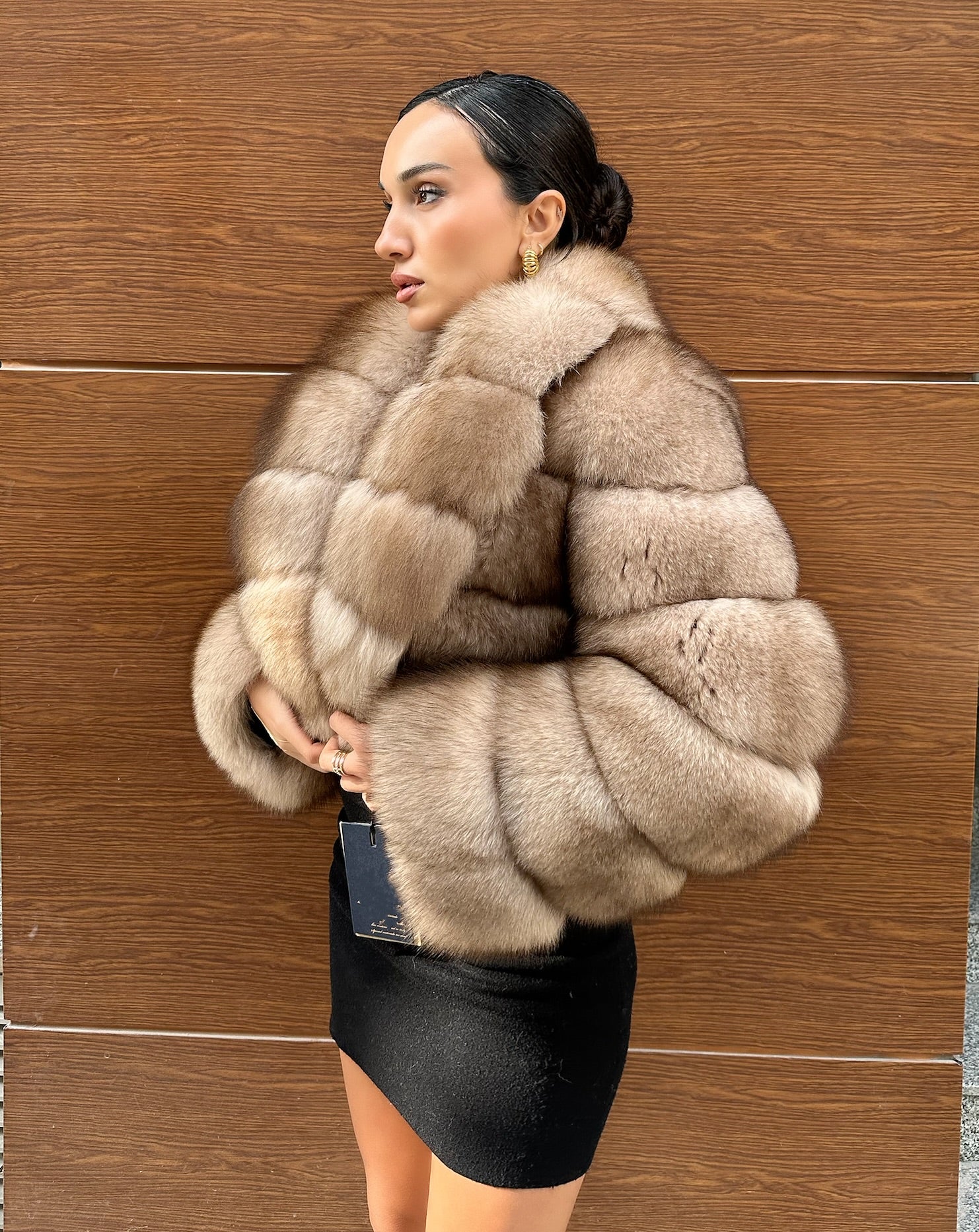 Light Brown Premium Quality Fox Fur Jacket