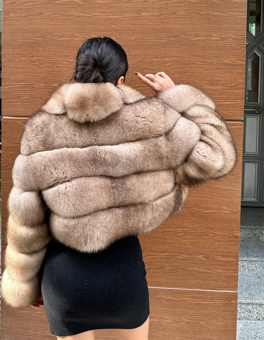 Light Brown Premium Quality Fox Fur Jacket