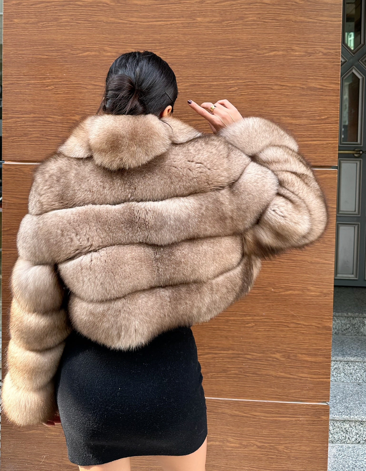 Light Brown Premium Quality Fox Fur Jacket