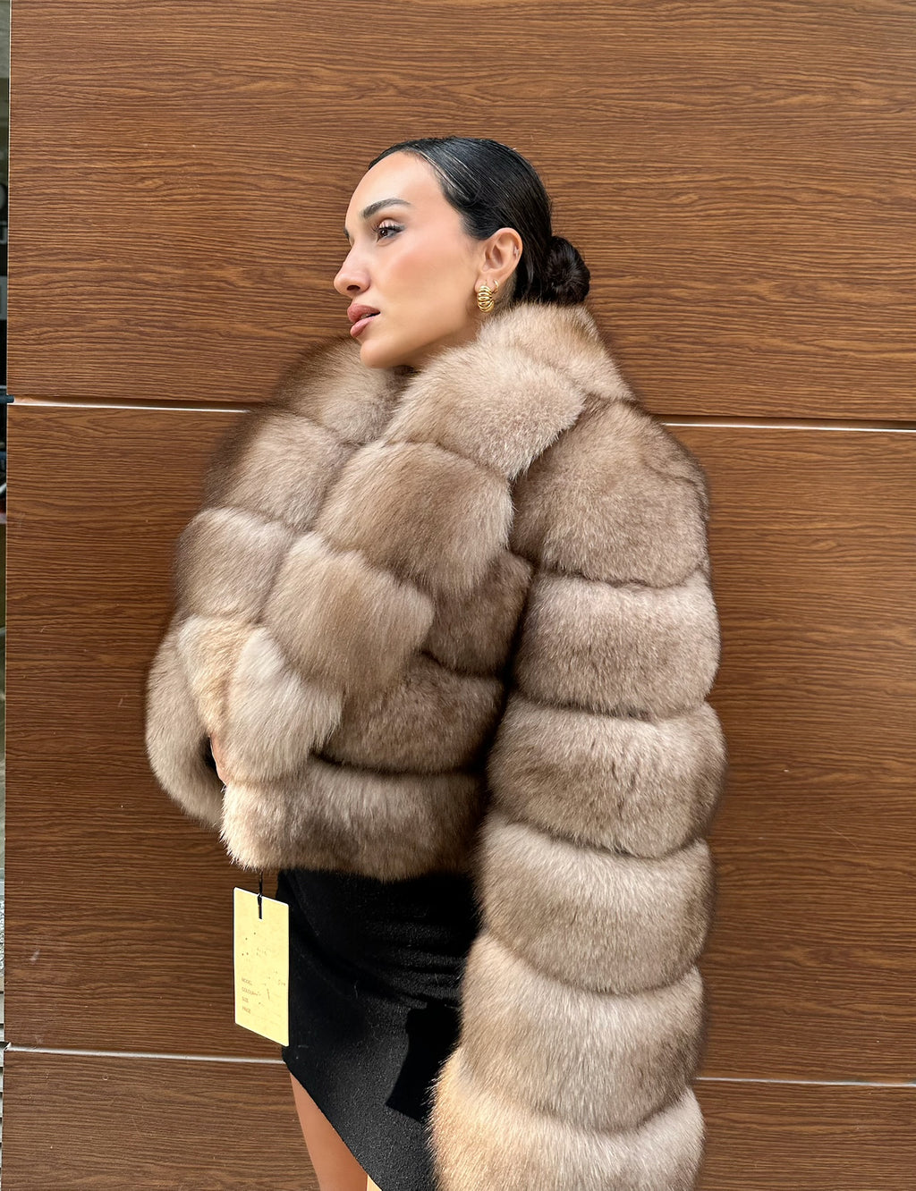 Light Brown Premium Quality Fox Fur Jacket