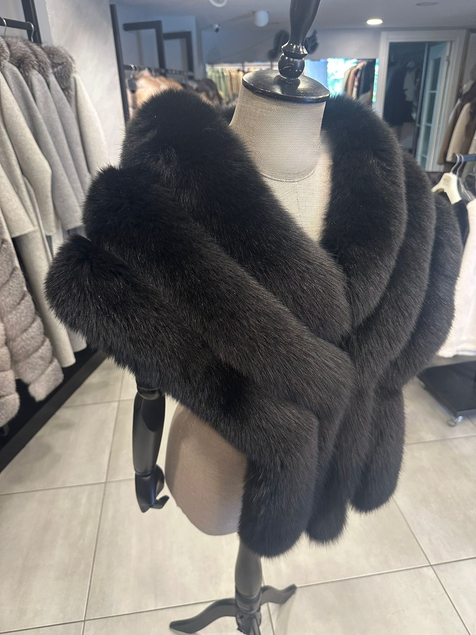 Women Fox Fur Shawl - Women's Fox Fur Cape - Women's Winter Scarf - For Special Occasion - White Fox Fur Shawl